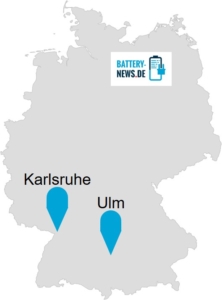 Ulm Karlsruhe Deutschlandkarte mit Ulm und Karlsruhe