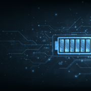 Electrical energy concept.Battery cells symbols on dark blue background.Energy Efficiency, Vector illustration.