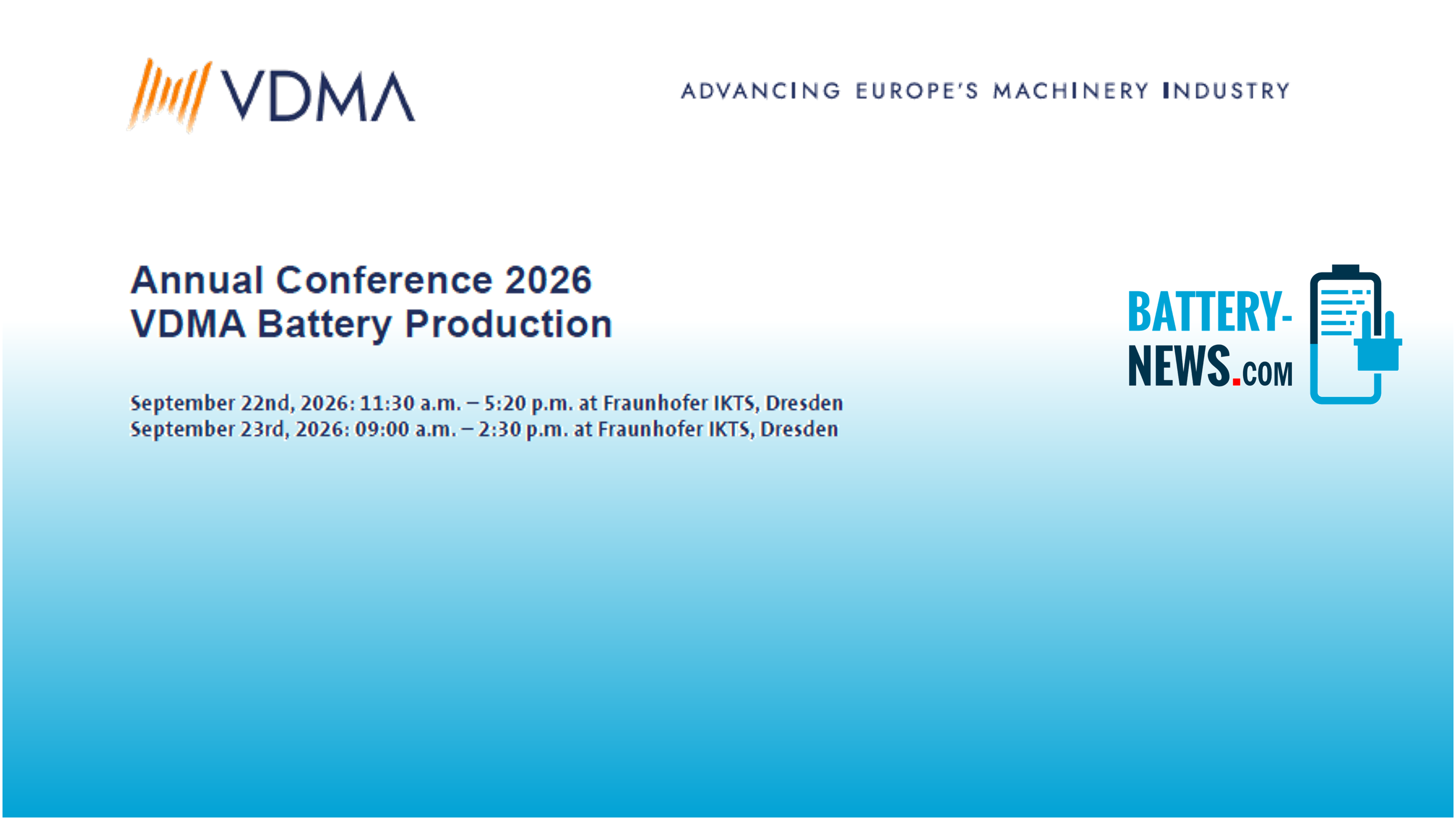 VDMA Battery Production Annual Conference 2026 in Dresden
