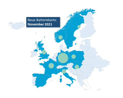 Batterieprojekte in Europa (Stand: November 2021)
