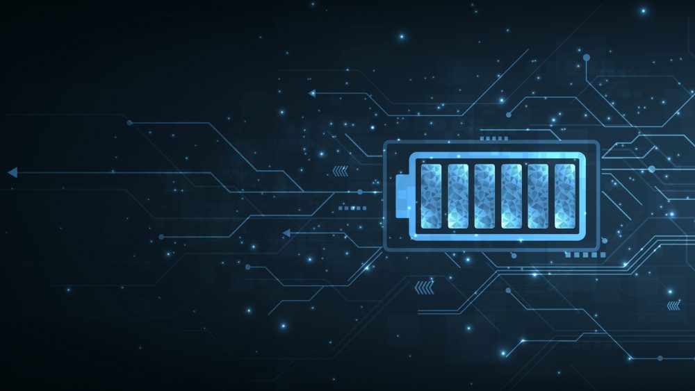 Electrical energy concept.Battery cells symbols on dark blue background.Energy Efficiency, Vector illustration.